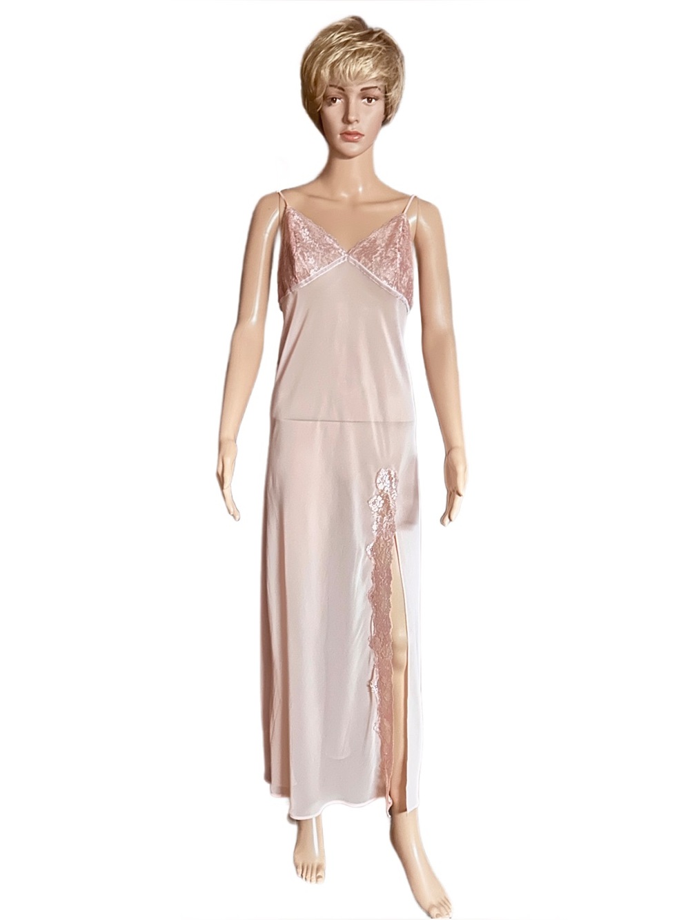 Victoria’s Secret ~ Large ~ Pink W/ Floral Lace ~ Sexy Nightgown Slip ~ New